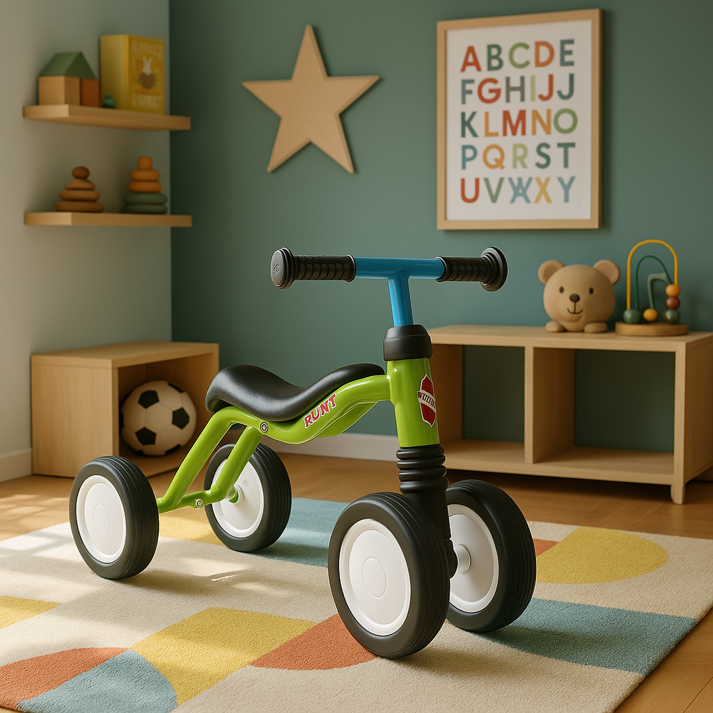 Grünes Dreirad für Kinder, Lauflernfahrzeug mit Gummireifen, Sicher und Stabil, Ab 1,5 Jahren (Copy)