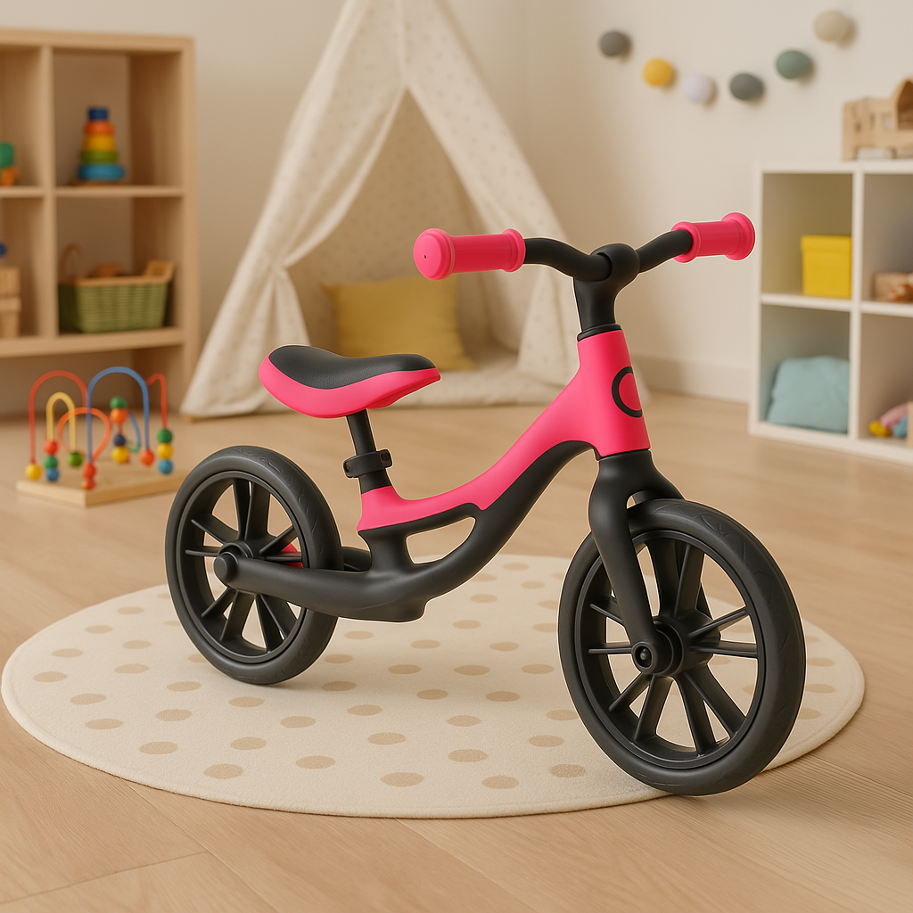 Balance-Bike für Kinder, Pink und Schwarz, 2-5 Jahre, Mit verstellbarem Sitz, Stabile Räder (Copy)