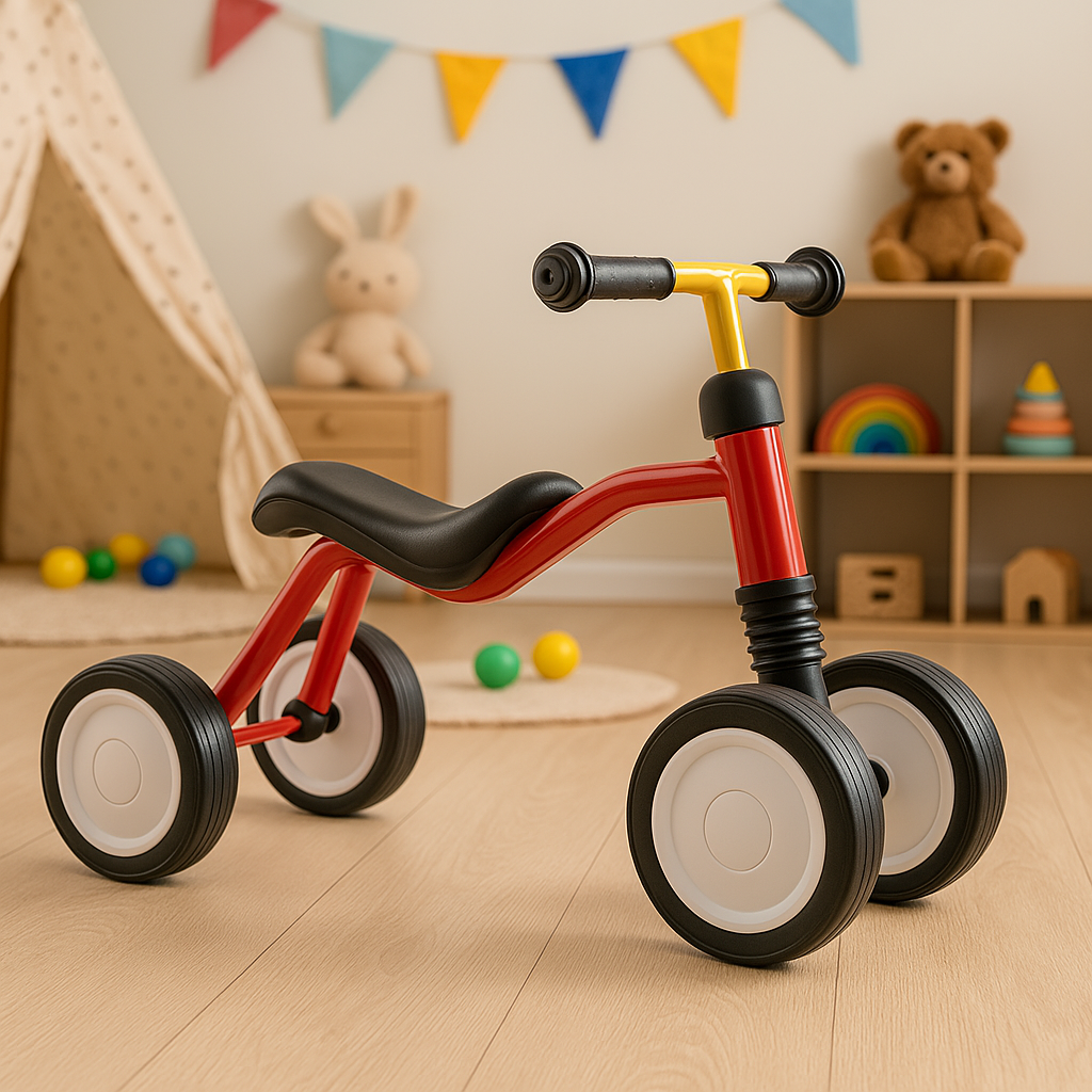 Rotes Dreirad für Kinder, Lauflernfahrzeug mit Gummireifen, Sicher und Stabil, Ab 1,5 Jahren (Copy)